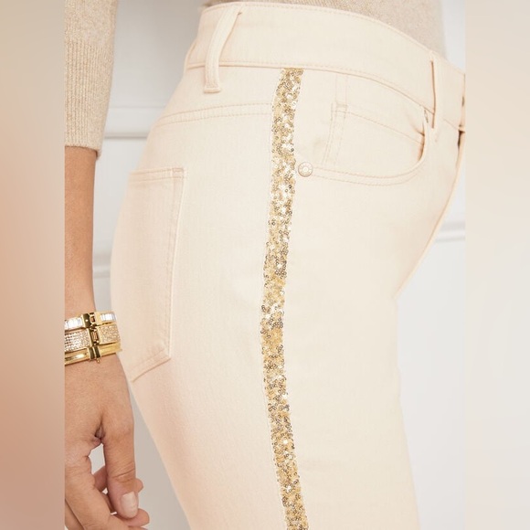 Talbots Sequin Stripe Straight Leg Jeans - Picture 3 of 9
